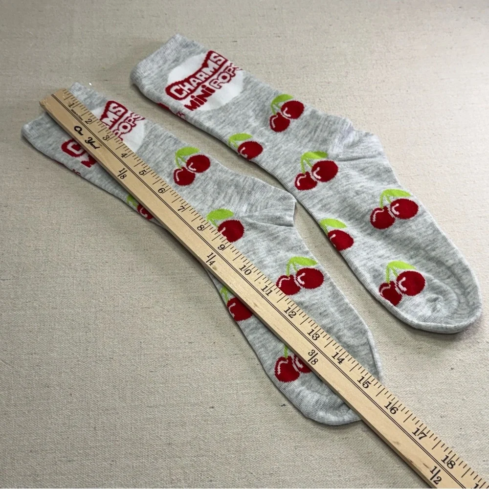 Charms Mini Pops Gray Cherry Crew Socks - Unisex - NWOT